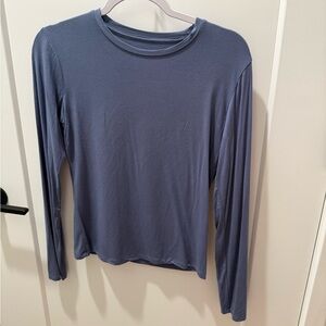 Classic Long-Sleeve Crewneck Top - Slate Blue
